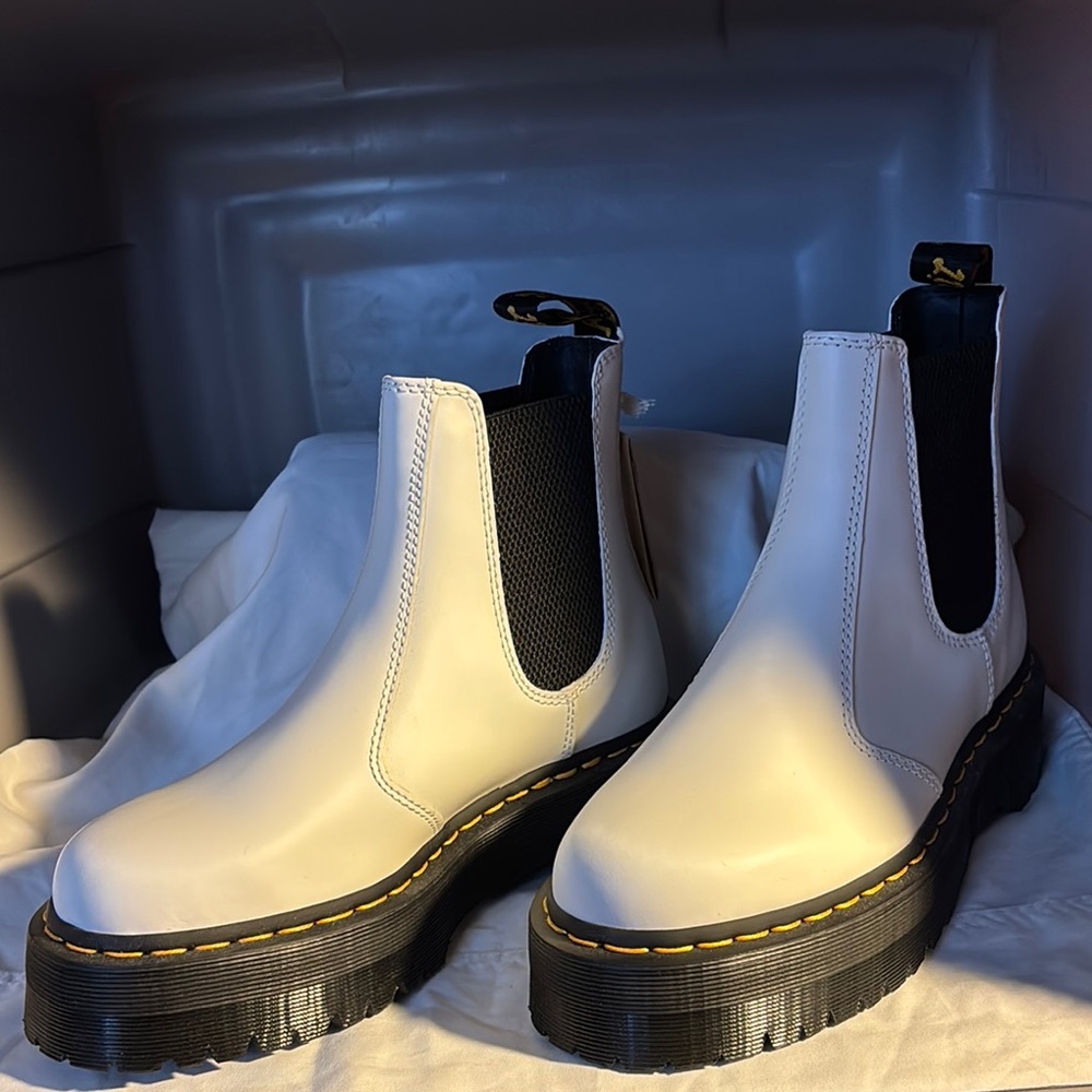 Dr. Martens White and Black Ankle Boots